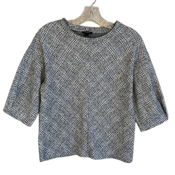 Ann Taylor Women's Pullover Top Black White Print Short Sleeve Career Size SM - Picture 1 of 6